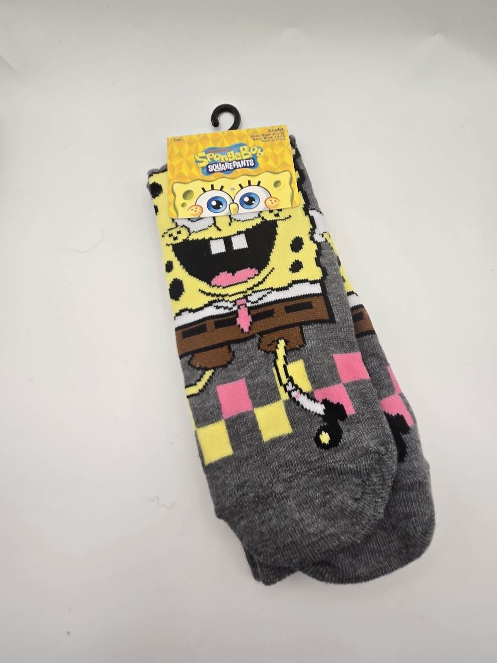 SpongeBob SquarePants Grey & Yellow Novelty Socks